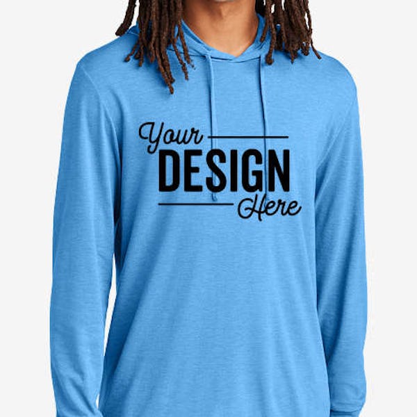Allmade Tri-Blend Recycled Hooded Long Sleeve T-shirt - Azure Blue