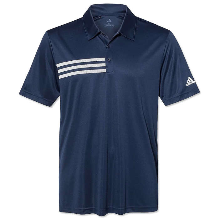 Adidas 3-Stripes UPF 50+ Performance Polo - Embroidered - Collegiate Royal / Grey 3 Adidas 3-Stripes UPF 50+ Performance Polo - Embroidered - Collegiate Royal / Grey