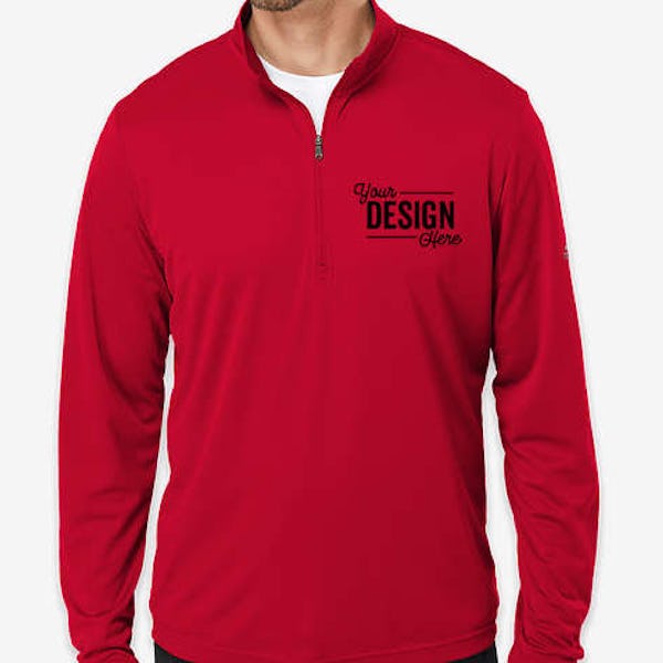 Adidas Recycled Lightweight Quarter Zip Sweatshirt - Embroidered - Power Red