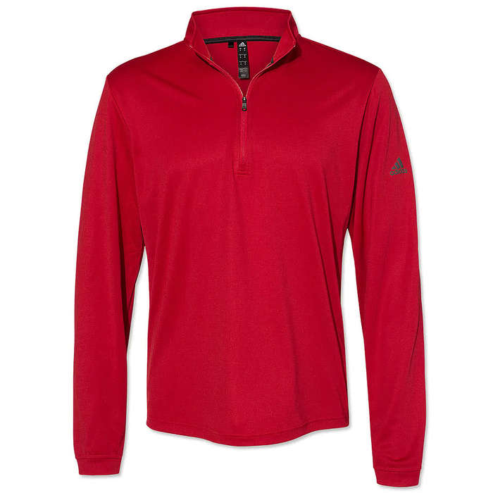 Adidas Recycled Lightweight Quarter Zip Sweatshirt - Embroidered - Power Red 3 Adidas Recycled Lightweight Quarter Zip Sweatshirt - Embroidered - Power Red