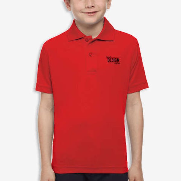 Blue Generation Youth BLU-X-DRI Titan Value Performance Polo - Embroidered - Red