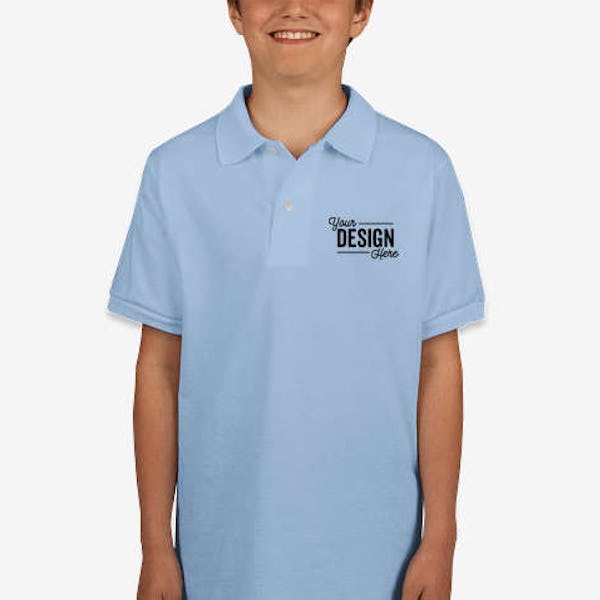 Jerzees Youth Spotshield 50/50 Jersey Polo - Light Blue
