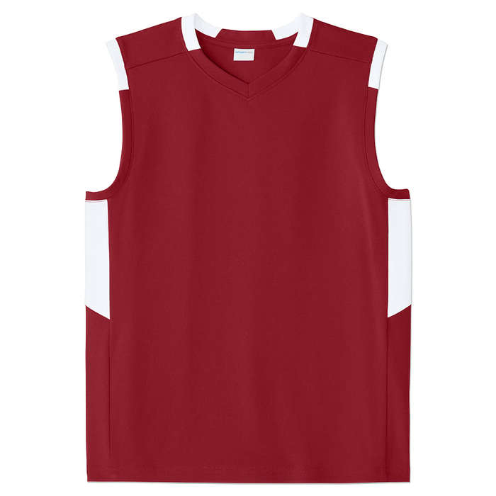 Sport-Tek Youth Club Recycled Sleeveless V-Neck Performance Jersey - True Royal / White
