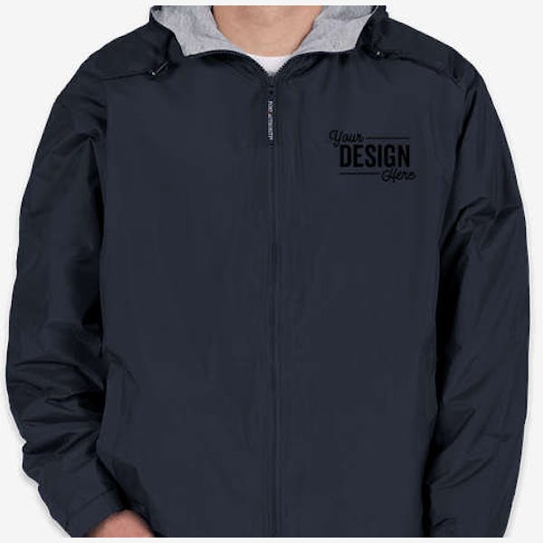 Port Authority Lined Hooded Team Jacket - Bright Navy / Light Oxford