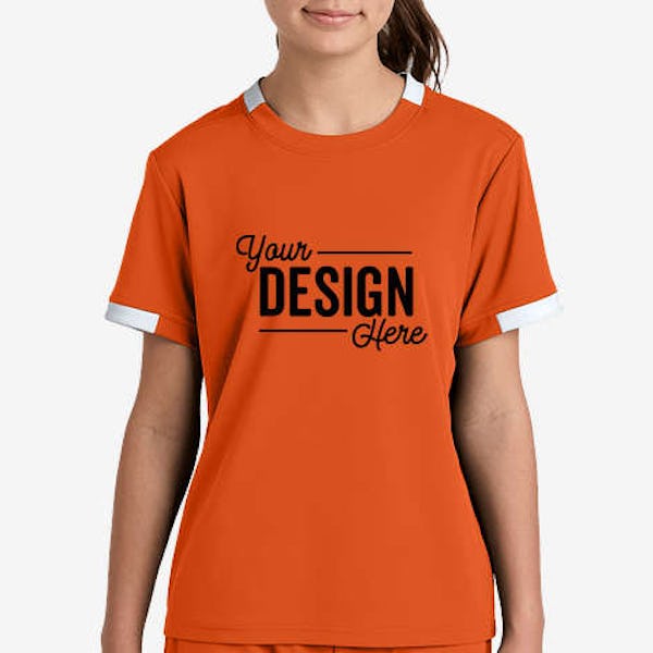 Sport-Tek Youth Club Recycled Performance Jersey - Deep Orange / White