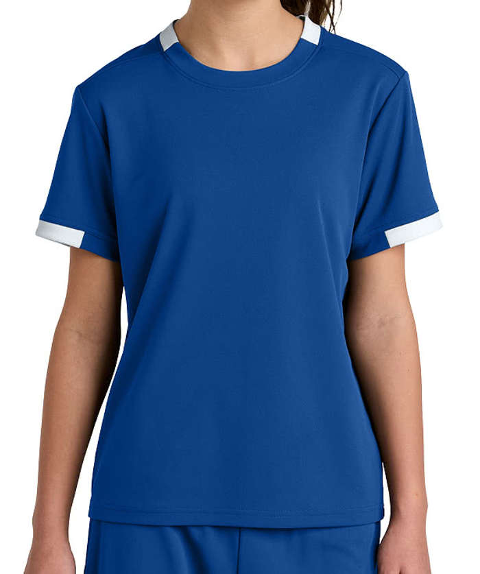 Sport-Tek Youth Club Recycled Performance Jersey - Deep Orange / White