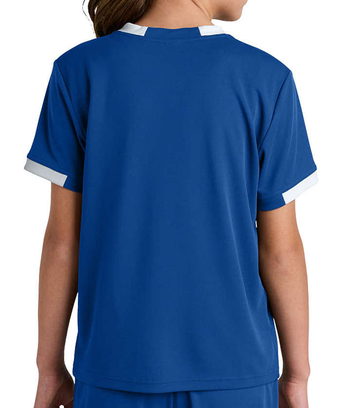 Sport-Tek Youth Club Recycled Performance Jersey - Deep Orange / White