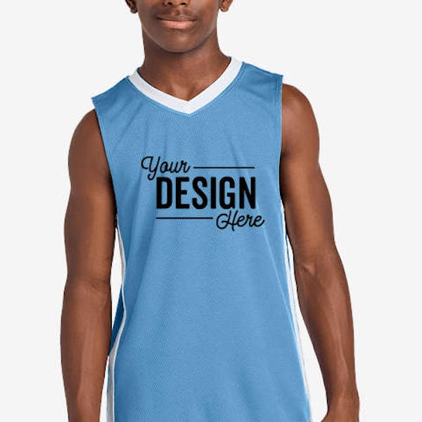 Sport-Tek Youth Rival Reversible Basketball Jersey - Carolina Blue / White