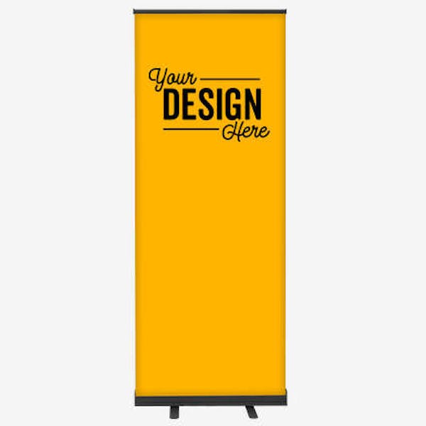 Full Color 31.5" x 83.5" Promotional Retractable Banner Kit - Athletic Gold / Black