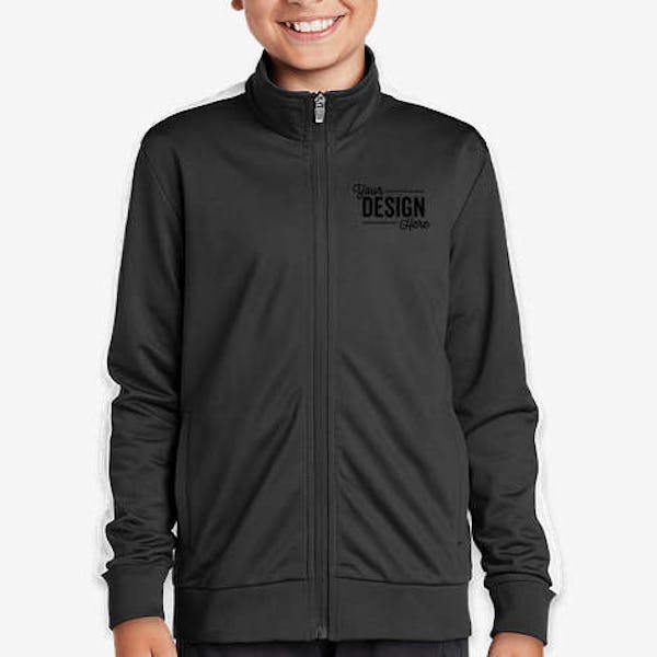 Sport-Tek Youth Tricot Track Jacket - Graphite Grey / Black