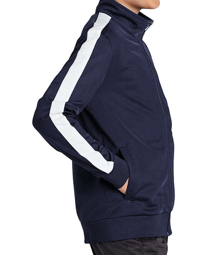 Sport-Tek Youth Tricot Track Jacket - Graphite Grey / Black 4 Sport-Tek Youth Tricot Track Jacket - Graphite Grey / Black