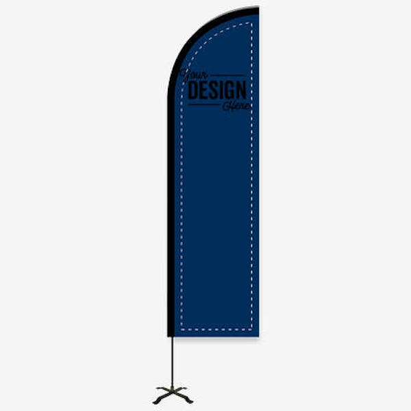 Full Color 8' Portable Feather Flag with Cross Base - Navy