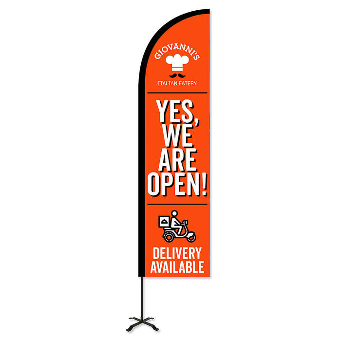 Full Color 8' Portable Feather Flag with Cross Base - Navy