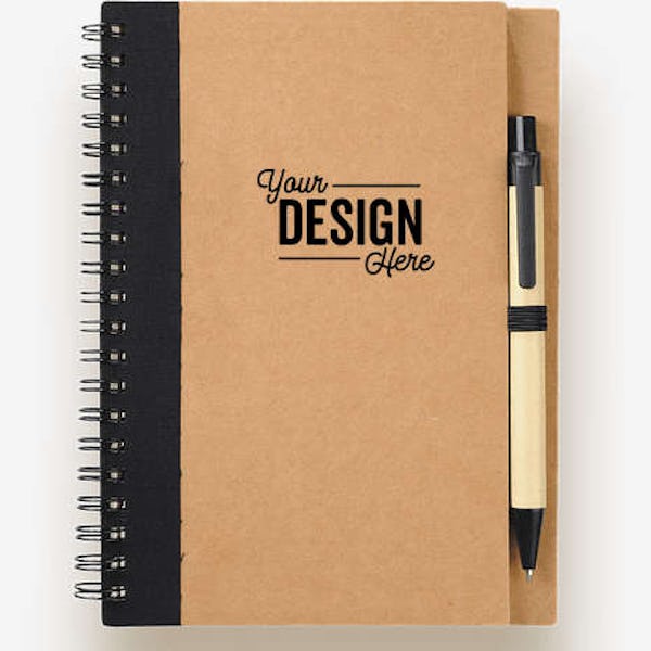 Eco Spiral Notebook with Pen - Black