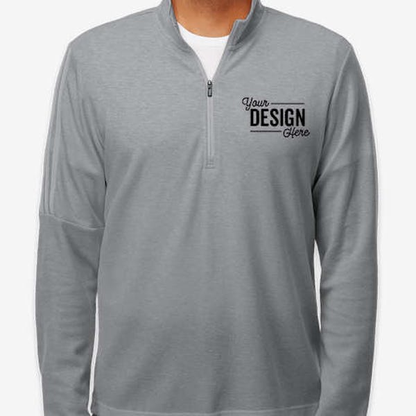 Adidas 3-Stripes Recycled Quarter Zip Sweatshirt - Grey Three Melange