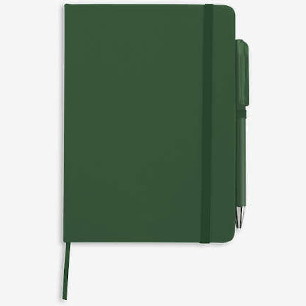 Full Color Promotional Hard Cover Notebook with Joy Pen - Green