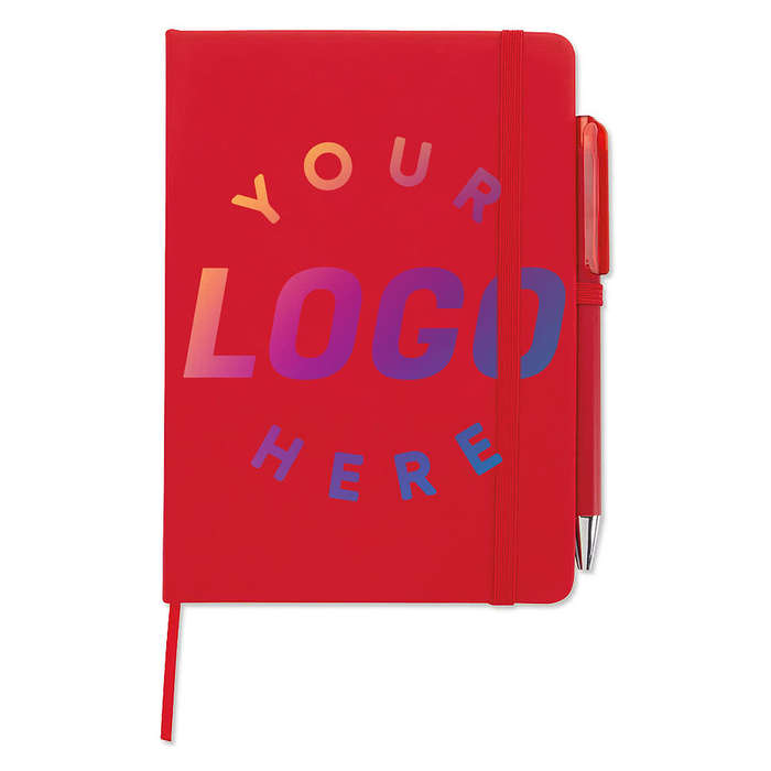 Full Color Promotional Hard Cover Notebook with Joy Pen - Green