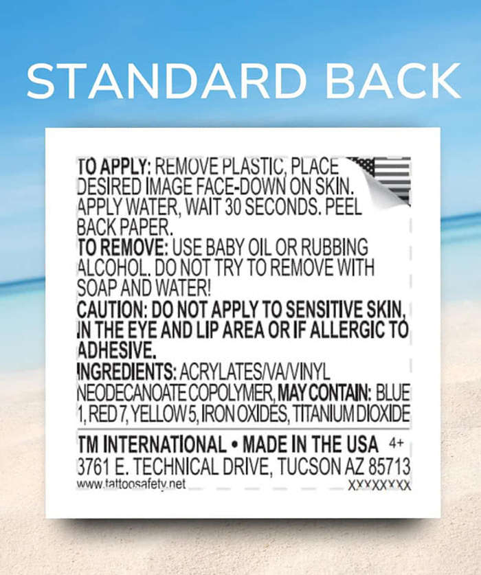 Full Color 2" x 2" Classic Custom Temporary Tattoo (Set of 200) - Clear
