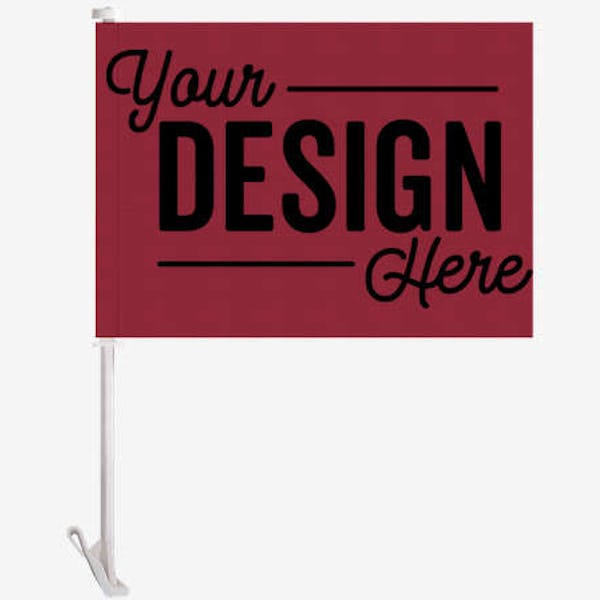 Full Color 15" x 11.5" Single Sided Car Flag - Maroon