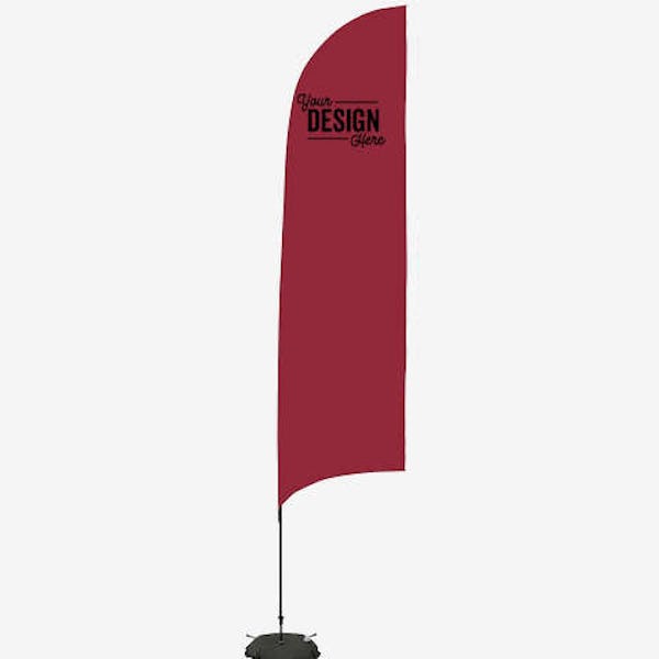 Full Color 13’ Streamline Razor Flag with Cross Base - Maroon