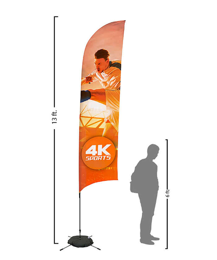 Full Color 13’ Streamline Razor Flag with Cross Base - Maroon