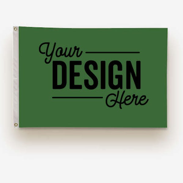 Full Color 2' x 3' Single Sided Nylon Flag - Kelly Green