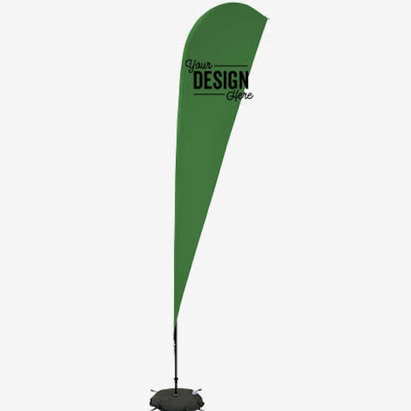 Full Color 11.5' Streamline Teardrop Flag with Cross Base - Kelly Green