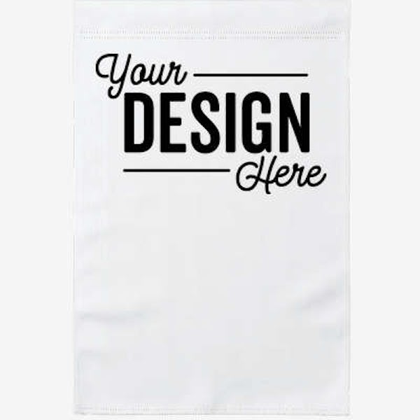 Full Color 18" x 12.25" Double Sided Garden Flag with Stake - White