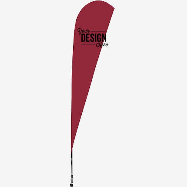 Full Color 11.5' Streamline Teardrop Flag with Ground Spike - Maroon