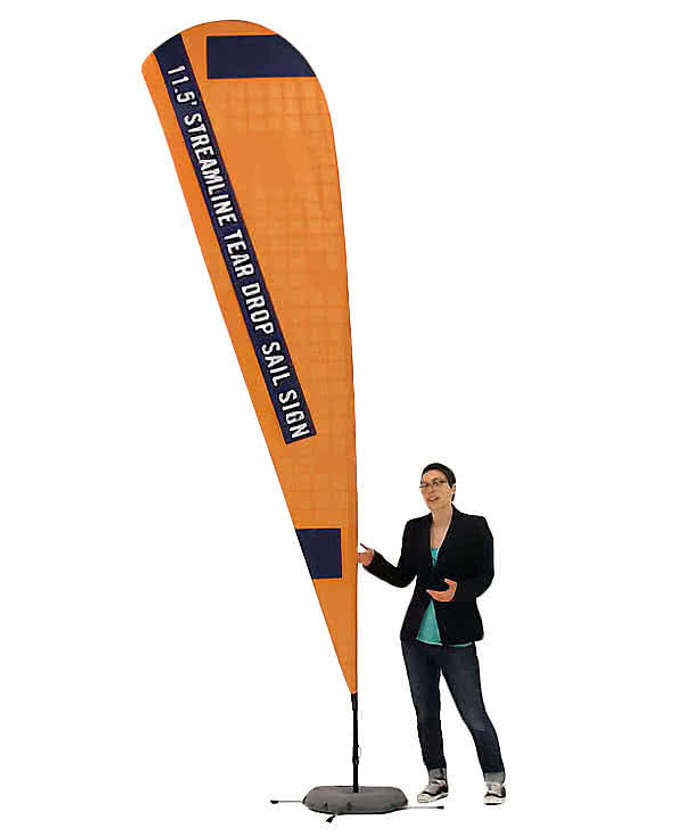 Full Color 11.5' Streamline Teardrop Flag with Ground Spike - Maroon
