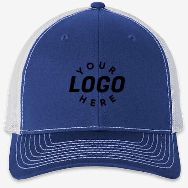 Richardson Snapback Trucker Hat - Embroidered - Royal / White