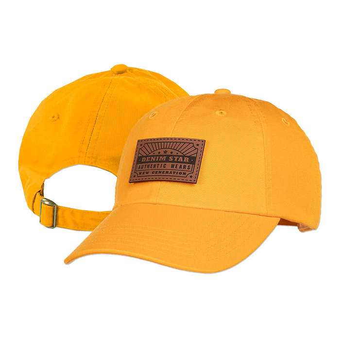 Valucap Bio-Washed Hat - Rectangle Faux Leather Patch - Laser Engraved - Royal
