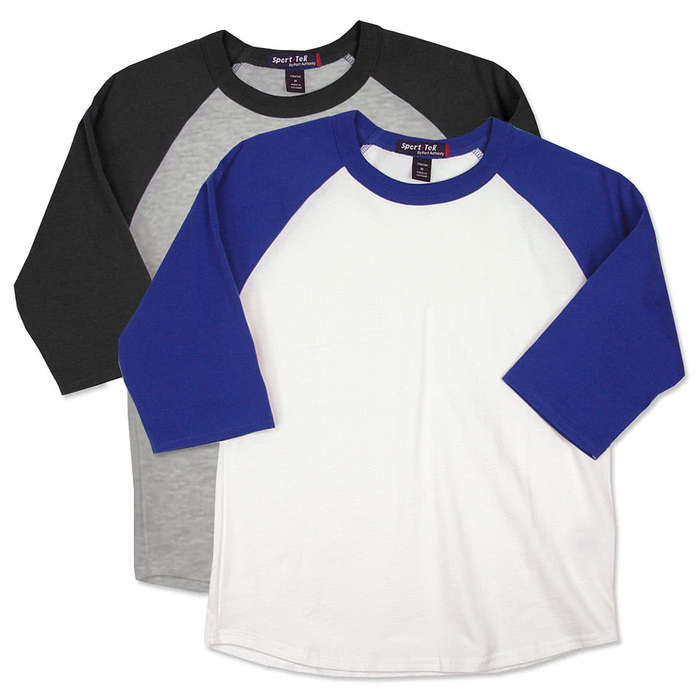 Sport-Tek Youth Raglan T-shirt - Heather Grey / Red