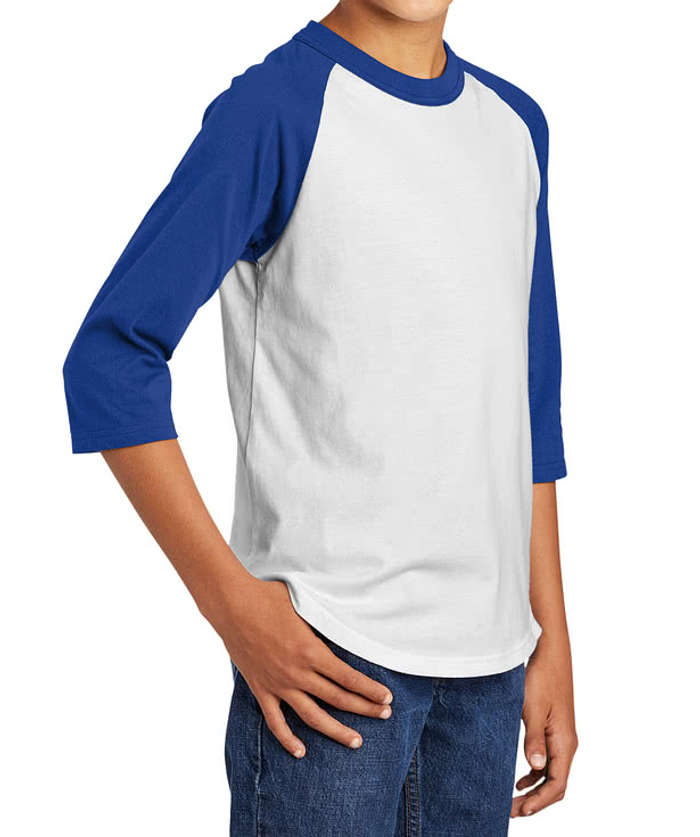 Sport-Tek Youth Raglan T-shirt - Heather Grey / Red 3 Sport-Tek Youth Raglan T-shirt - Heather Grey / Red