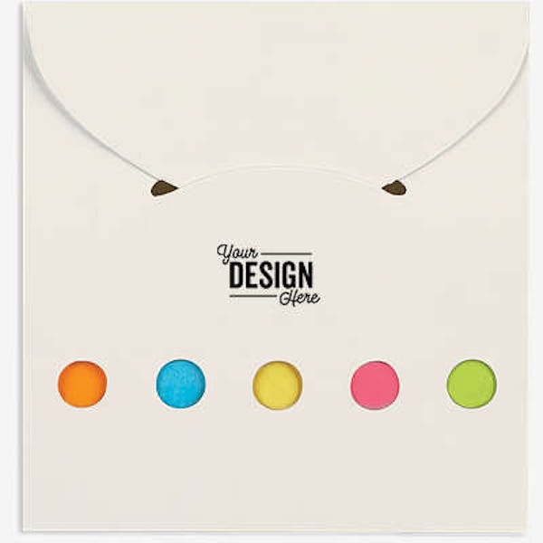 Pocket Case with Sticky Notes and Flags - White