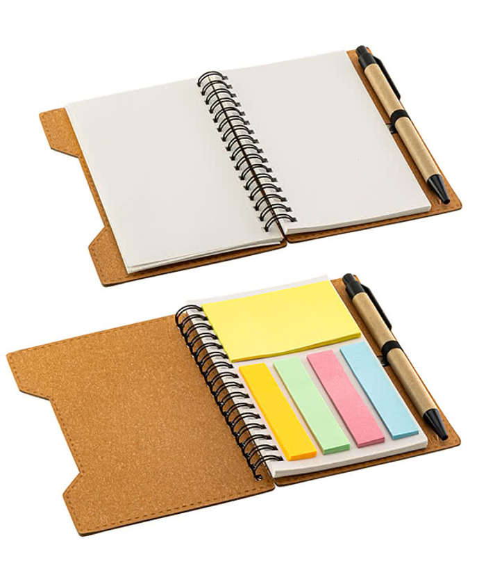 Agenda Recycled Spiral Notebook with Sticky Notes & Pen - Brown 3 Agenda Recycled Spiral Notebook with Sticky Notes & Pen - Brown