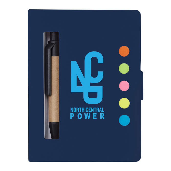 Eco Stowaway Jotter Notepad with Sticky Notes and Pen - White
