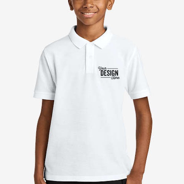 Port Authority Youth Wearever UV Performance Pique Polo - White
