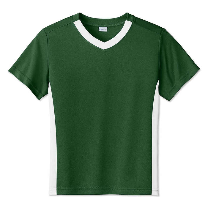 Sport-Tek Youth Competitor United V-Neck Performance Jersey - True Navy / White