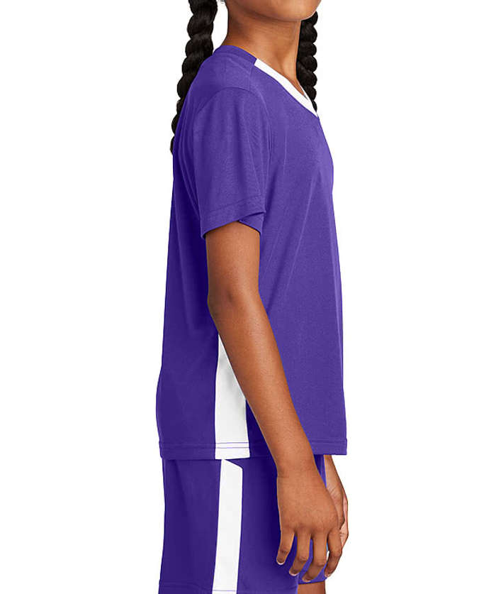 Sport-Tek Youth Competitor United V-Neck Performance Jersey - True Navy / White