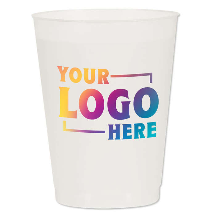 Full Color 16 oz. Frost Flex Plastic Stadium Cup - Frosted Clear