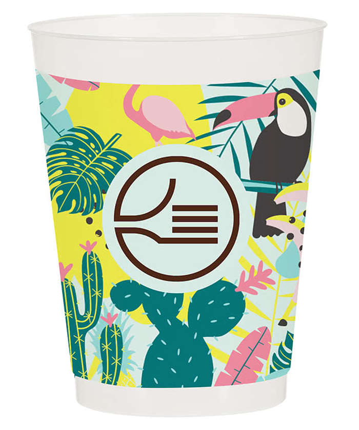 Full Color 16 oz. Frost Flex Plastic Stadium Cup - Frosted Clear