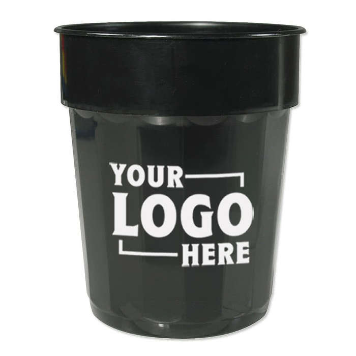 16 oz. Fluted Plastic Stadium Cup - Black