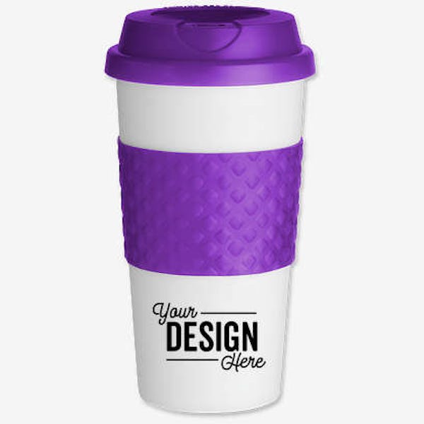 Full Color 16 oz. Wake-Up Classic Plastic Coffee Cup - Purple