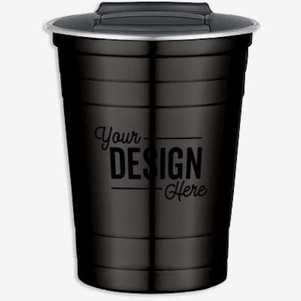 Full Color 16 oz. Reusable Stainless Steel Cup - Black