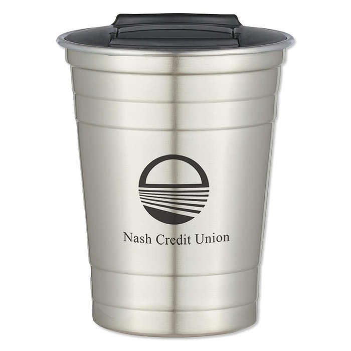 Full Color 16 oz. Reusable Stainless Steel Cup - Black