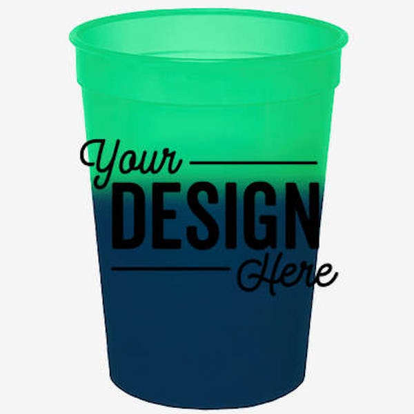12 oz. Mood Plastic Stadium Cup - Green To Blue