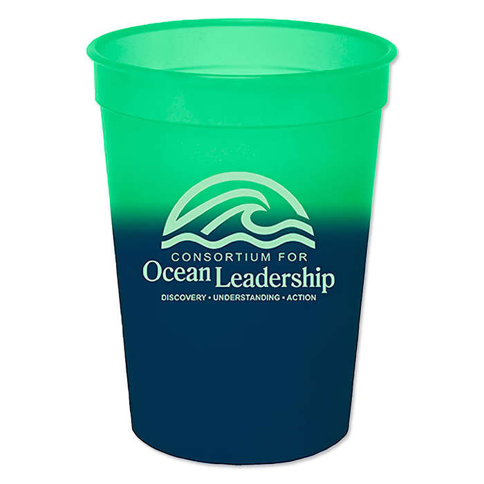 12 oz. Mood Plastic Stadium Cup - Green To Blue