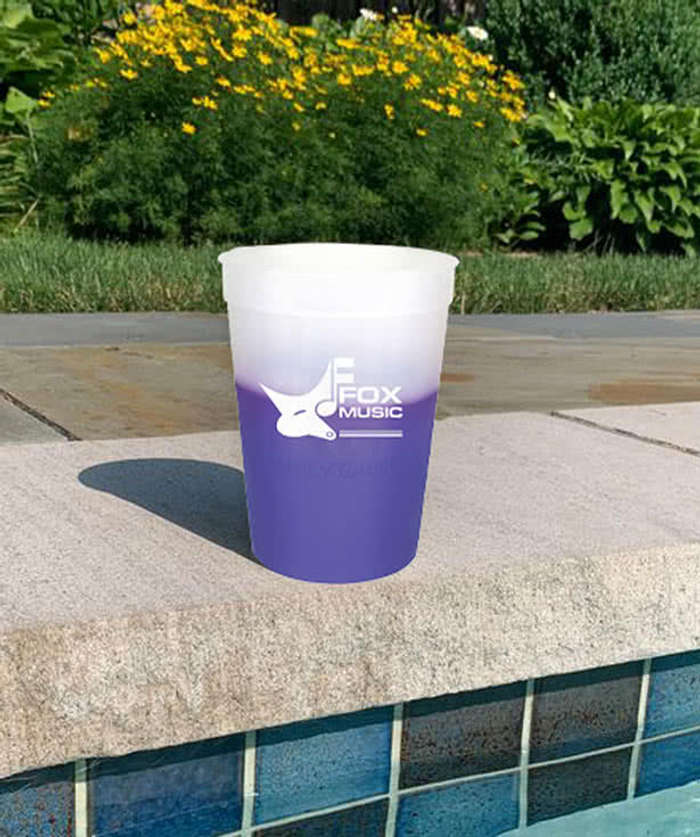 12 oz. Mood Plastic Stadium Cup - Green To Blue