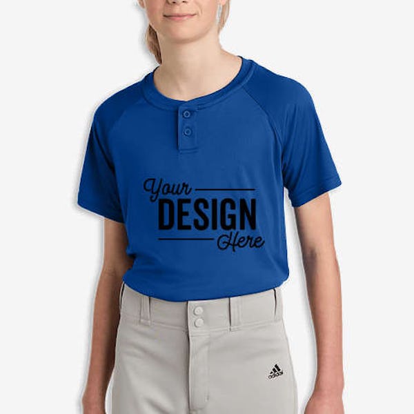 Sport-Tek Youth Competitor 2-Button Baseball Henley - True Royal